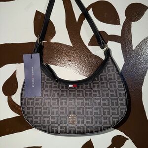 Tommy Hilfiger Monogram Black and Gray Shoulder Bag
